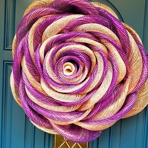 Purple and Rose Gold Ombre Rose Wreath Handmade